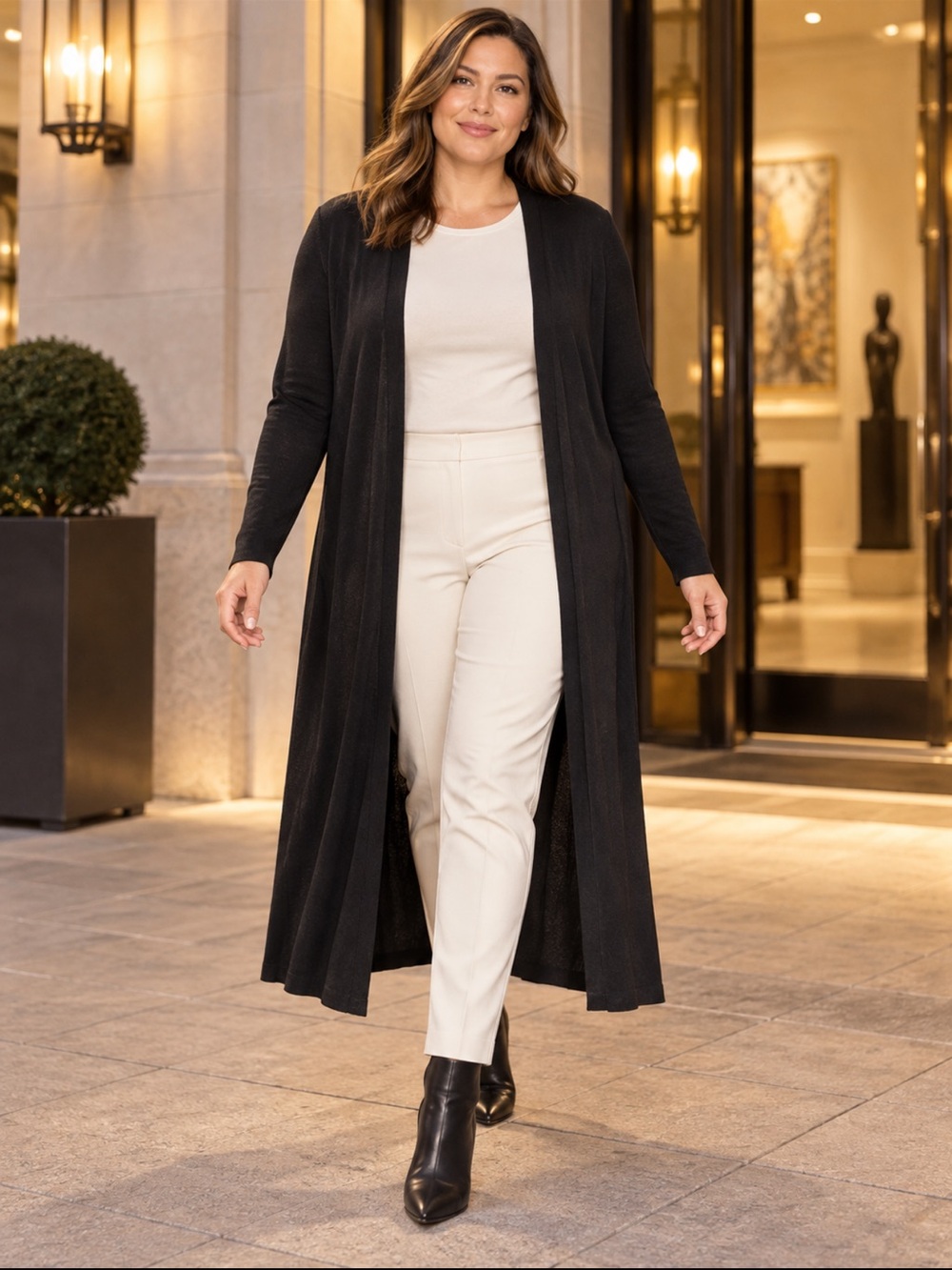 Halogen Nordstrom Black Longline Duster Cardigan Plus 1X